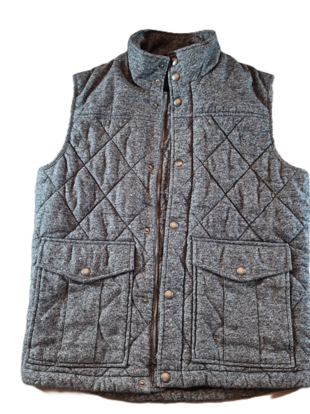 Banana Republic Mens S Quilted Vest Gray Cotton Utility Puffer Field Jacket